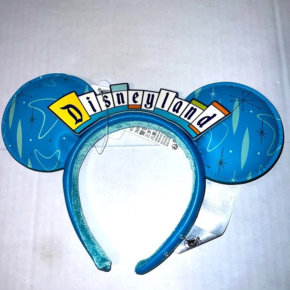 Disneyland Marquee Mickey Mouse Ears Headband Blue Yellow One Size NWT